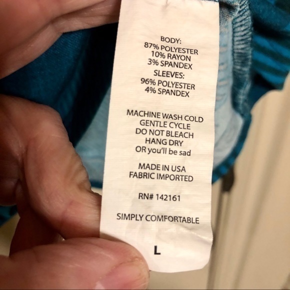 Fun Lularoe Top in Blue with geometric Pattern - Picture 6 of 9